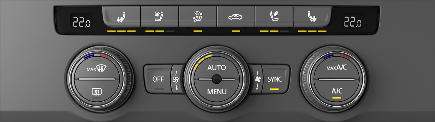 Fig. 88 In the upper section of the center console: Climate control bar for the Climatronic system.