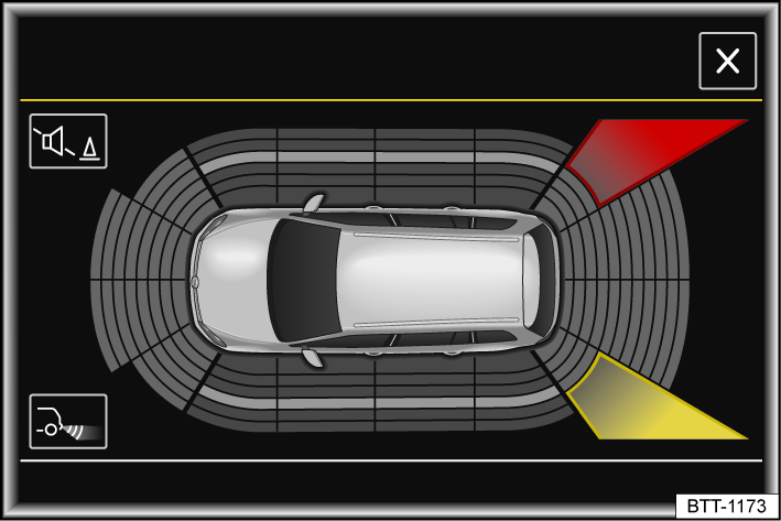 Fig. 113 In the Infotainment system: Rear Traffic Alert display.