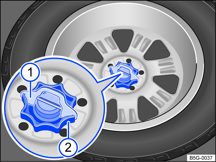 Fig. 157 In the luggage compartment: handle to secure the compact spare wheel.