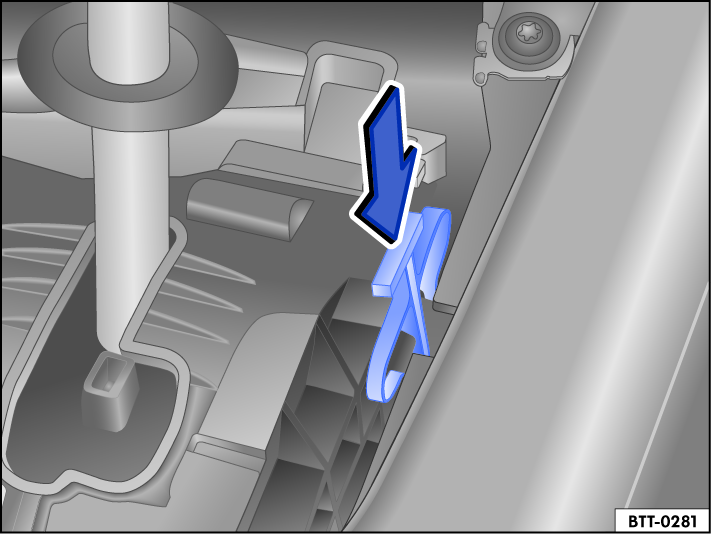 Fig. 94 Manually release the selector lever lock.