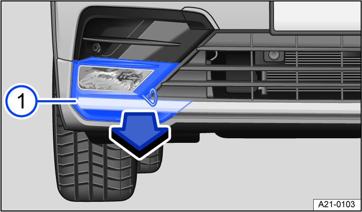 Fig. 179 On the right side of the R-Line front bumper: fog light.
