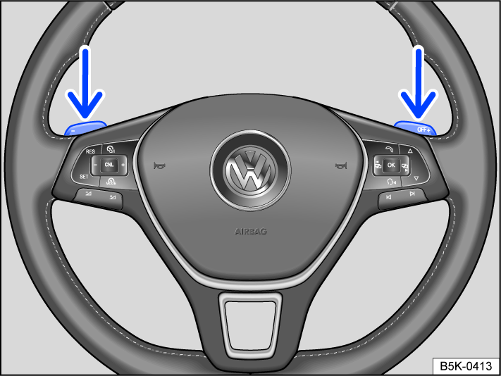 Fig. 92 Steering wheel with shift paddles for Tiptronic.