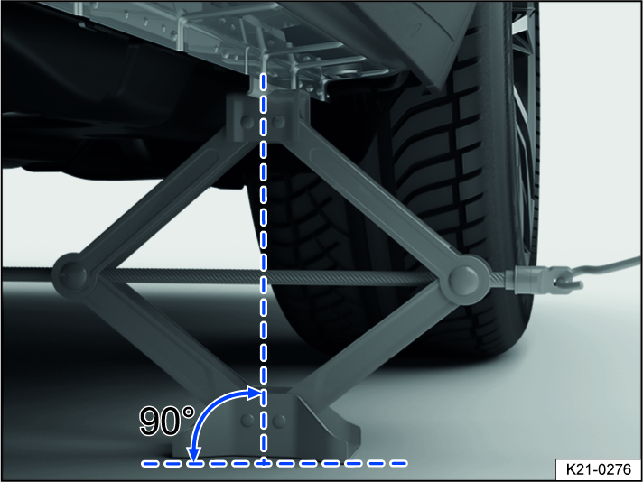 Fig. 221 Jack is positioned on the left side of the vehicle at the rear.