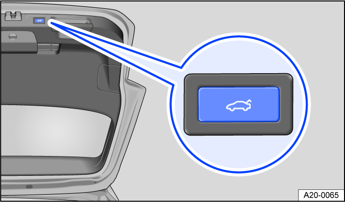 Fig. 61 In the open trunk lid: Button for power closing the trunk lid.
