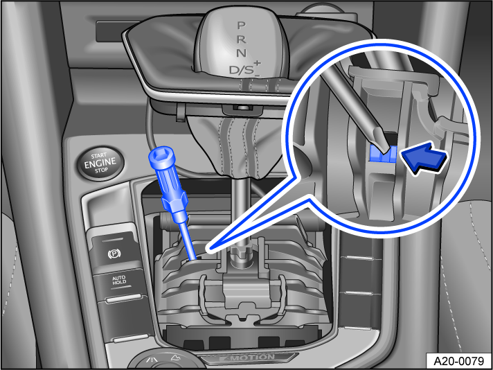 Fig. 104 Manually release the Automatic Shift Lock (ASL) (variant 1). 