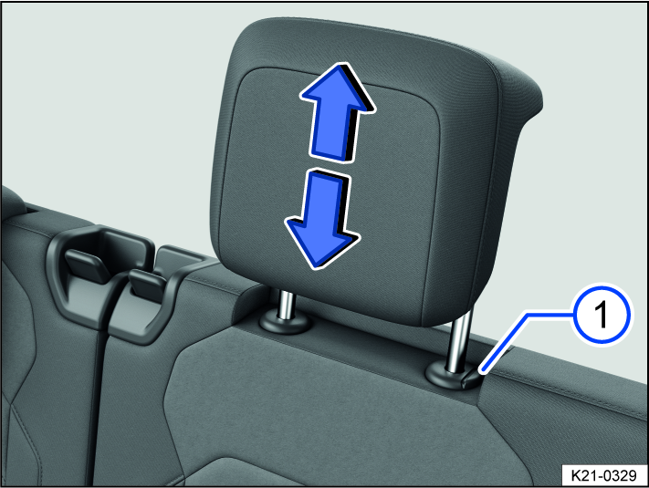 Fig. 83 General example: adjusting the head restraint on the second-row seats.