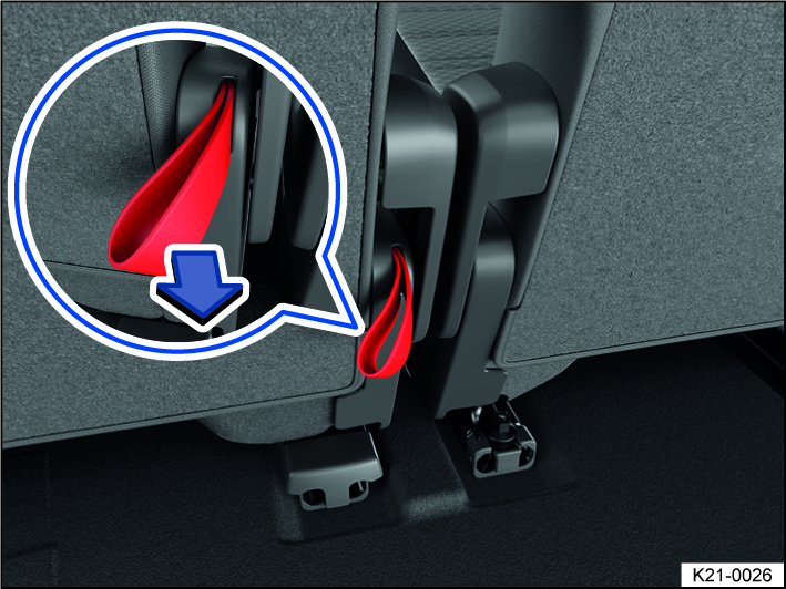 Fig. 88 Second row seats: loop for third row seat emergency exit function.