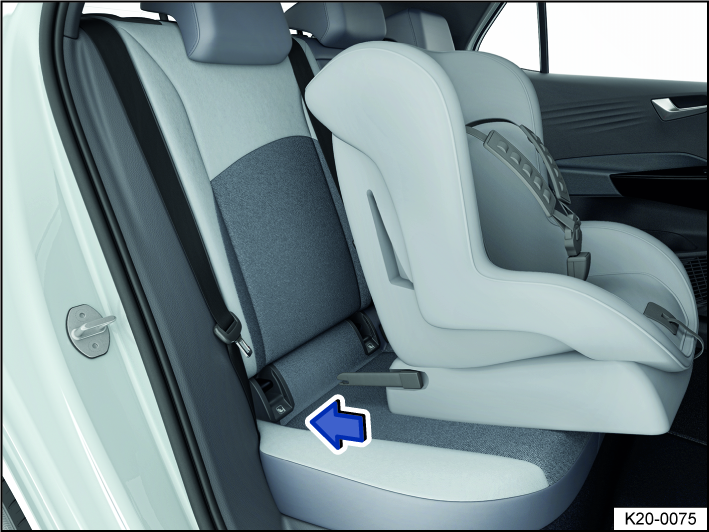 Fig. 34 General example: fitting a child restraint with attachment arms.