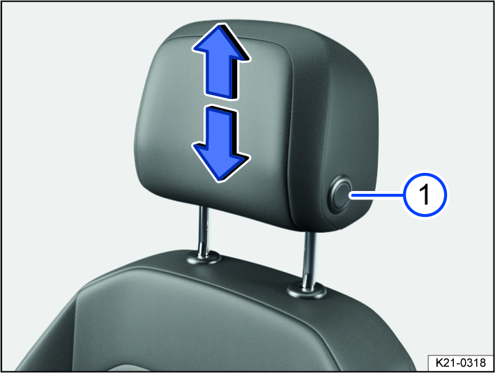 Fig. 71 General example: adjusting the front head restraint.