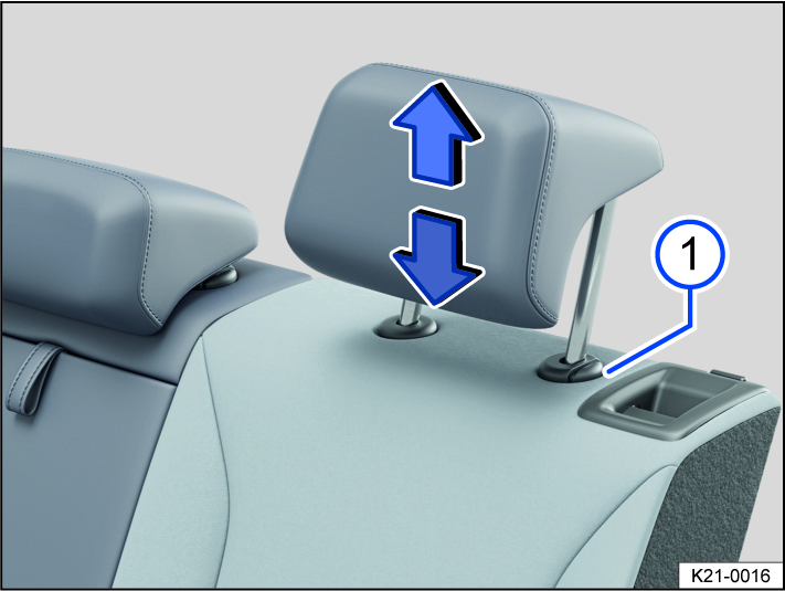 Fig. 67 Rear head restraint: adjusting (general example).