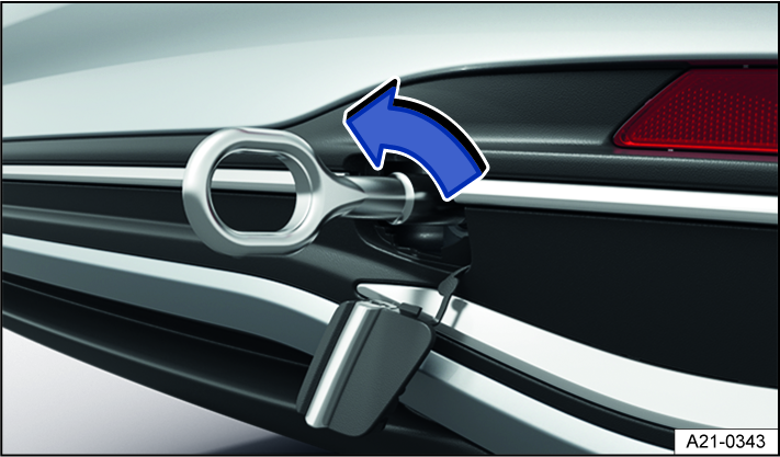 Fig. 153 In the right rear bumper: Screw in towing eye, variant 1.