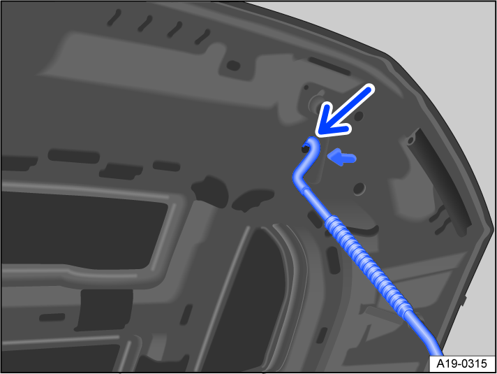 Fig. 137 On the engine hood: Hood support bracket.