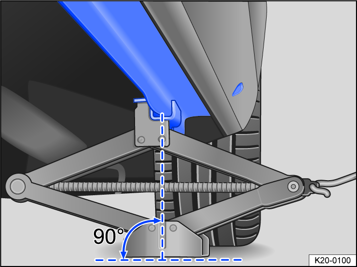 Fig. 206 Jack is positioned on the left side of the vehicle at the rear.