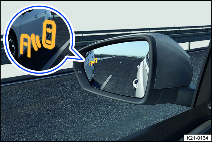 Fig. 135 In the outside mirror: Visual indicators for Side Assist.