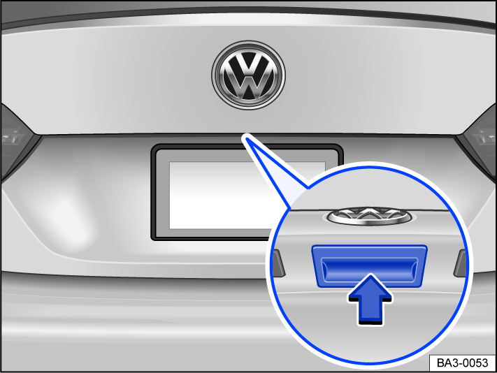 Fig. 50 In the trunk lid: button to open the trunk lid.