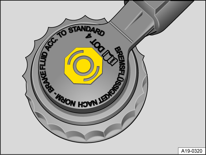 Fig. 166 In the engine compartment: cap on the brake fluid reservoir (version 1).
