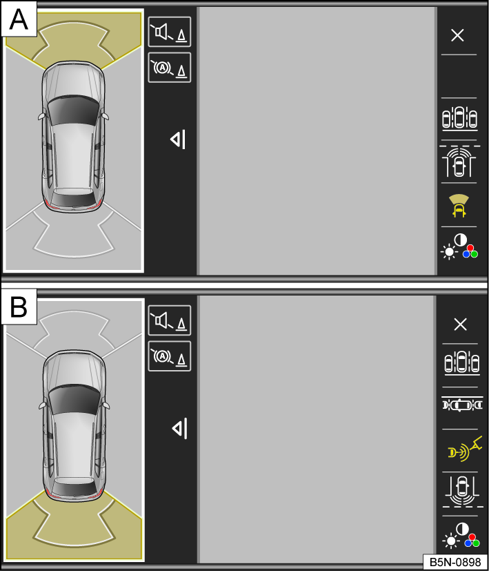 Fig. 147 Infotainment system: screen display of Area View.