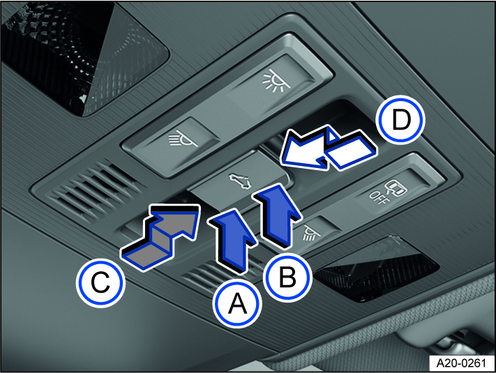Fig. 67 In the headliner: sunroof button.