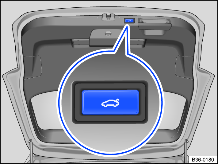 Fig. 61 In the open trunk lid: Button for power closing the trunk lid.