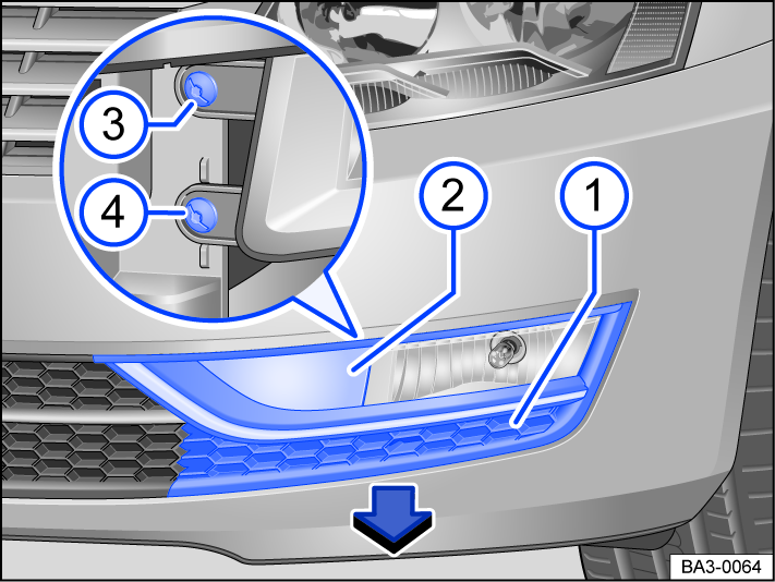 Fig. 134 In the front bumper on the left: replacing the headlight.