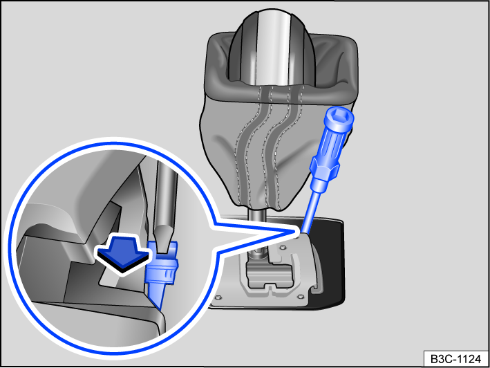 Fig. 115 Manually release the selector lever lock.