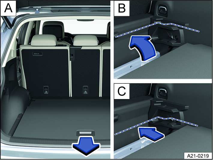 Fig. 166 In the luggage compartment: Adjusting the height of the luggage compartment floor.