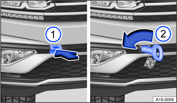 Fig. 181 In the right front bumper: towing eye.