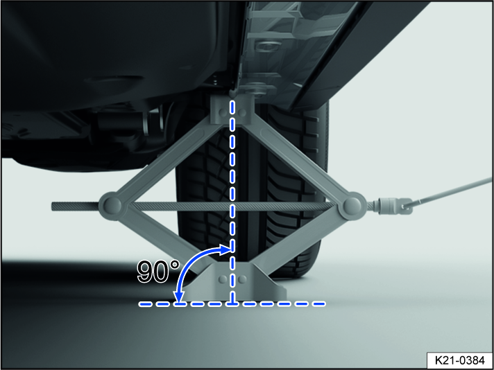 Fig. 184 Jack positioned on the left side of the vehicle at the rear (variant 2).