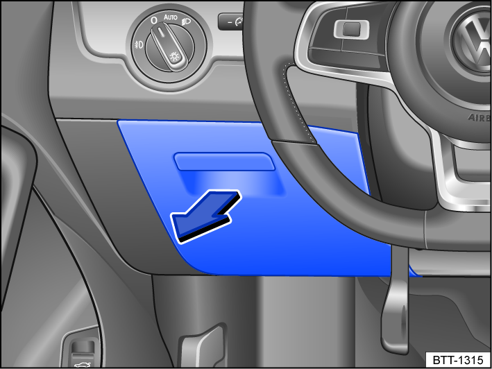 Fig. 130 On the driver side in the instrument panel: fuse box cover.
