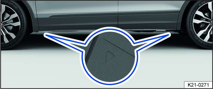 Fig. 219 Lift points for the vehicle jack (general example).