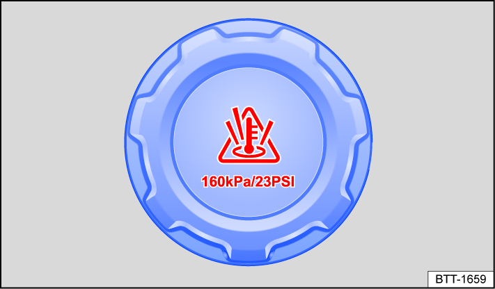 Fig. 142 In the engine compartment: cap on the engine coolant expansion tank.