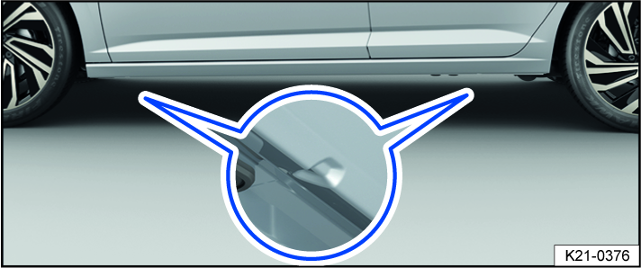 Fig. 179 Lift points for the vehicle jack (variant 1).