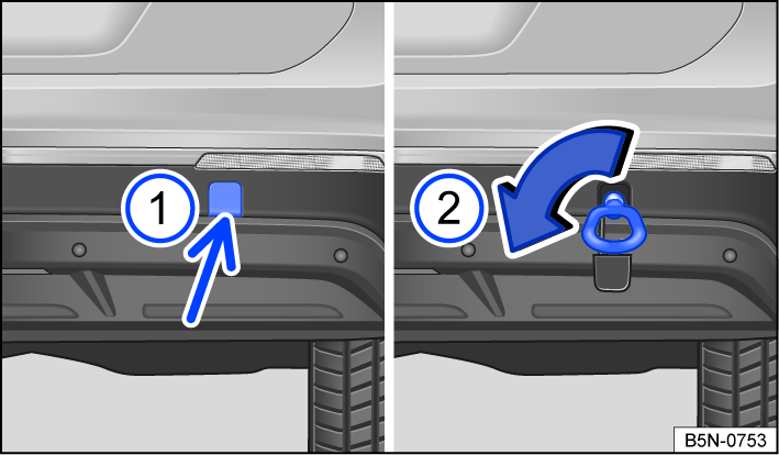 Fig. 182 In the right rear bumper: threaded towing eye.