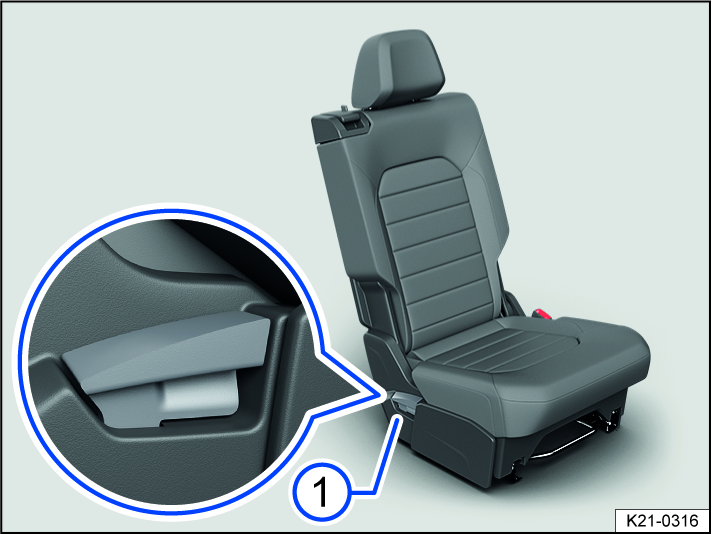 Fig. 74 Left side area in the rear bench seat: adjusting lever.