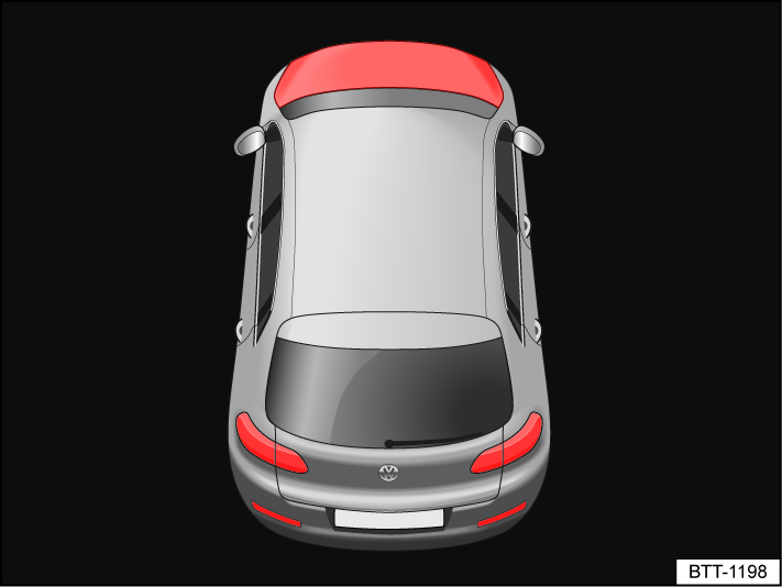 Fig. 185 In the instrument cluster display: the hood is open or not closed correctly (general example).