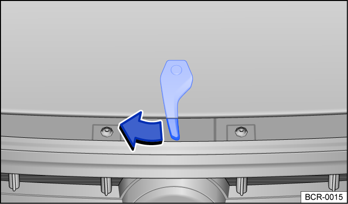 Fig. 184 Above the radiator grille: Opening lever for the hood.