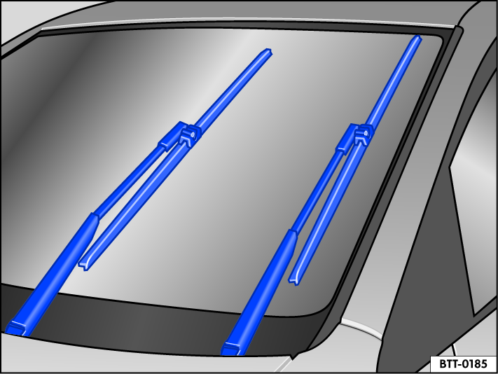 Fig. 168 Windshield wipers in service position (general example).