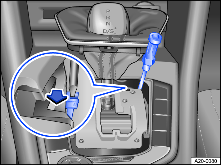 Fig. 105 Manually release the Automatic Shift Lock (ASL) (variant 2). 