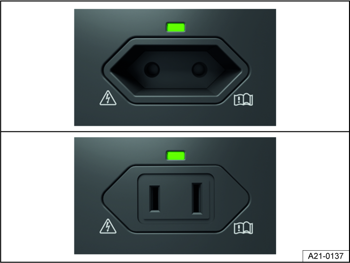 Fig. 157 In the luggage compartment on the left-hand side: 230-volt socket, 115-volt socket, or 100-volt socket.