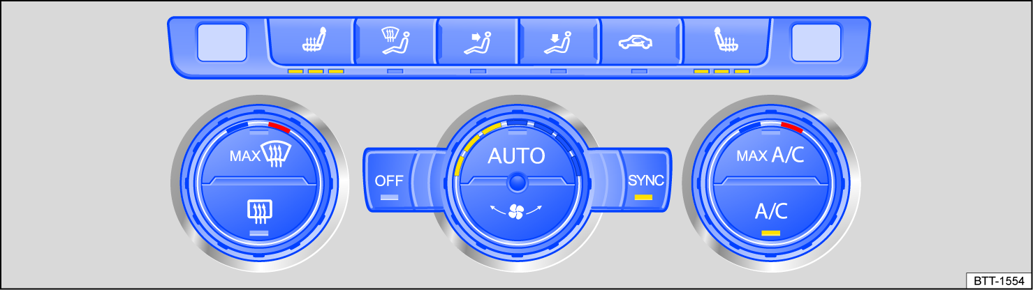Fig. 83 In the upper section of the center console: Climate control bar for the Climatronic system.