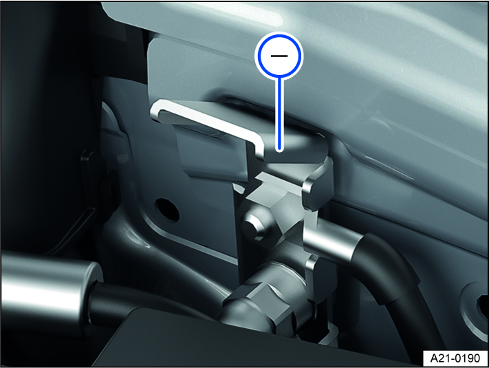 Fig. 179 In the engine compartment: jump-start point (negative terminal).