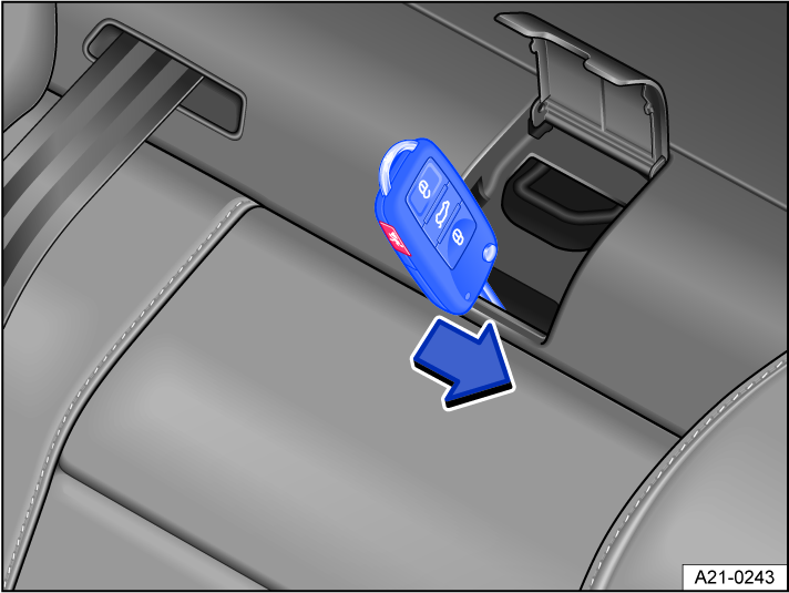 Fig. 52 Behind the rear seat backrest: mechanically unlocking the rear seat backrest using the emergency release.