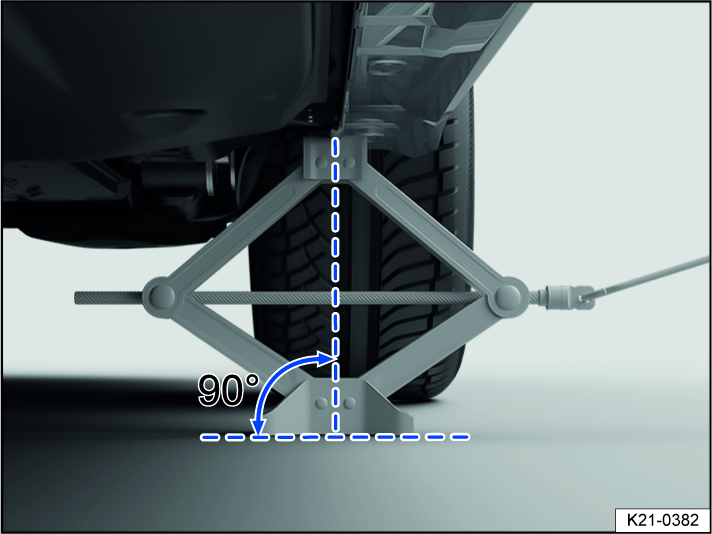 Fig. 182 Jack positioned on the left side of the vehicle at the rear (variant 1).