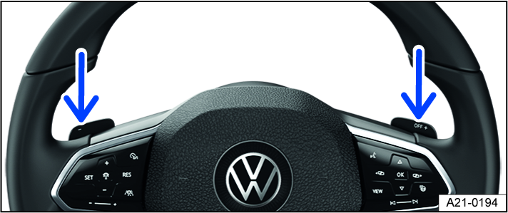 Fig. 103 Steering wheel with shift paddles for Tiptronic.