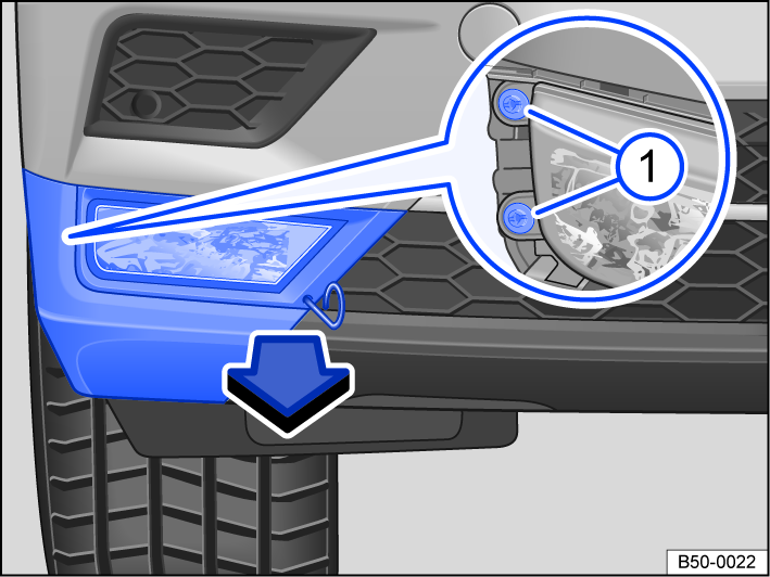 Fig. 178 In the right side of the front bumper: removing the fog lights.