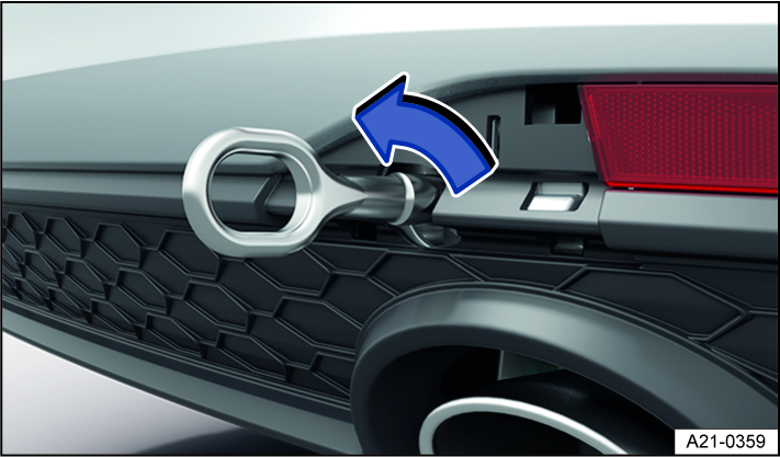 Fig. 155 In the right rear bumper: Screw in towing eye, variant 2.