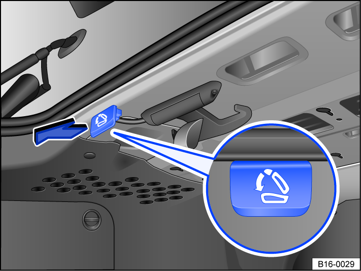 Fig. 65 In the luggage compartment: Remote release lever.