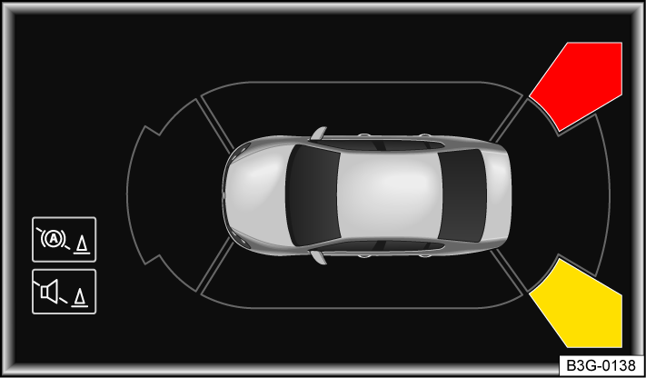 Fig. 154 Infotainment system: Rear Traffic Alert display.