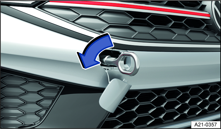 Fig. 151 In the right front bumper: Screw in the towing eye, variant 2.