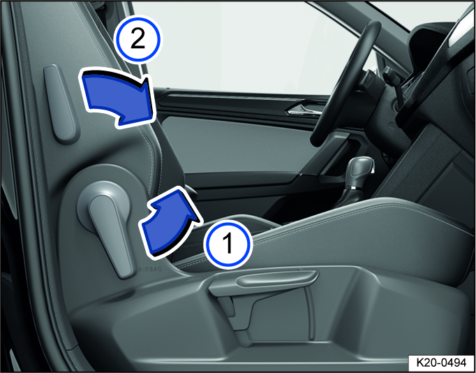 Fig. 75 Front passenger seat: Fold backrest forwards.